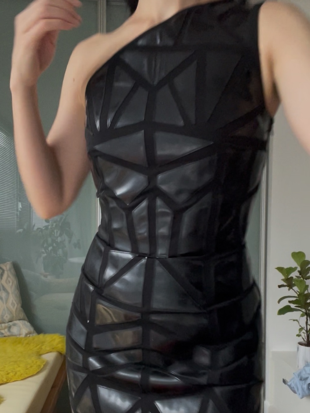 Versus by Versace Black Geometric One-Shoulder Women’s Dress size 4